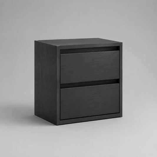 Comodino rettangolare in legno con 2 cassetti, nero, 40 × 35 × 50 cm