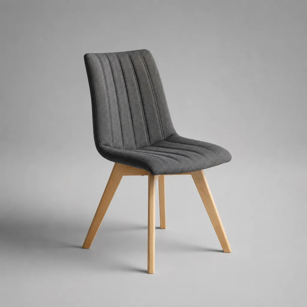 Sedia imbottita in poliestere grigio con piedi in eva solida, 48 × 56 × 84 cm