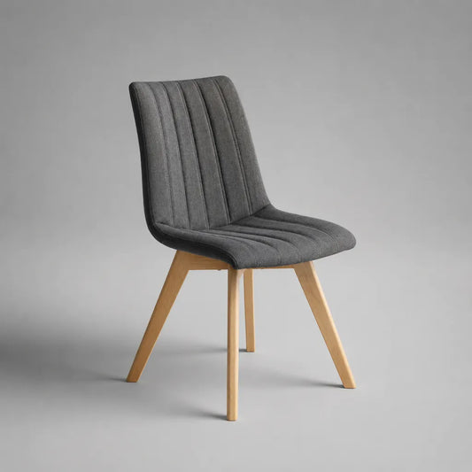 Sedia imbottita in poliestere grigio con piedi in eva solida, 48 × 56 × 84 cm