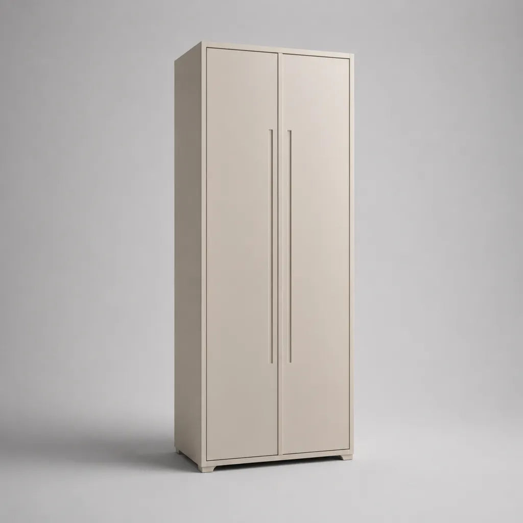 Armadio a 2 porte in pannello di particelle beige leggero, 80 × 50 × 190 cm