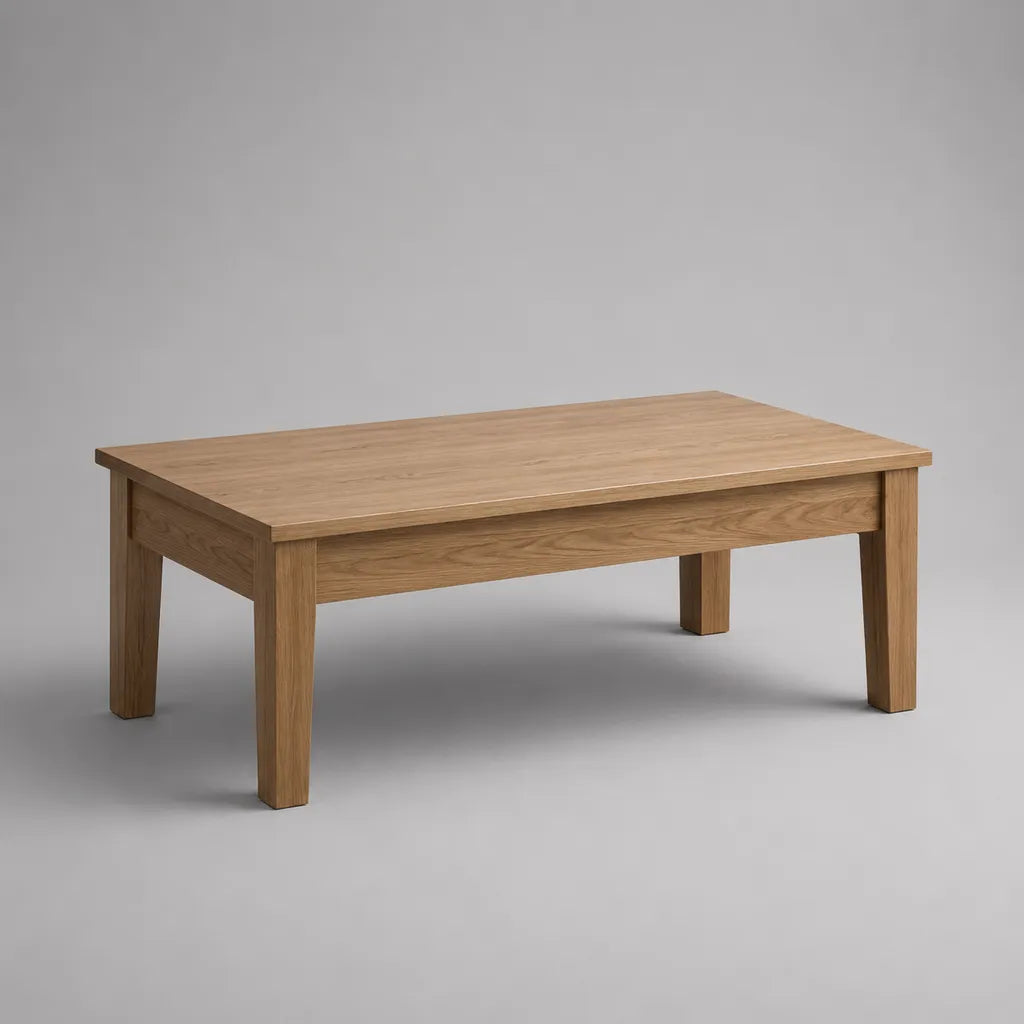 Tavolo rettangolare in rovere massello, marrone naturale, 110 × 60 × 45 cm